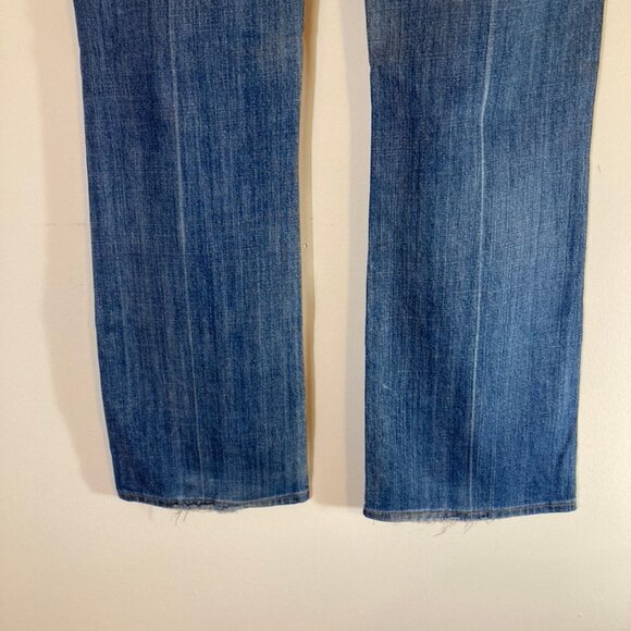 7 For All Mankind Jeans Lightly Distressed Denim Bootcut Mid-Rise 5 Pocket SZ 29 - Picture 7 of 15